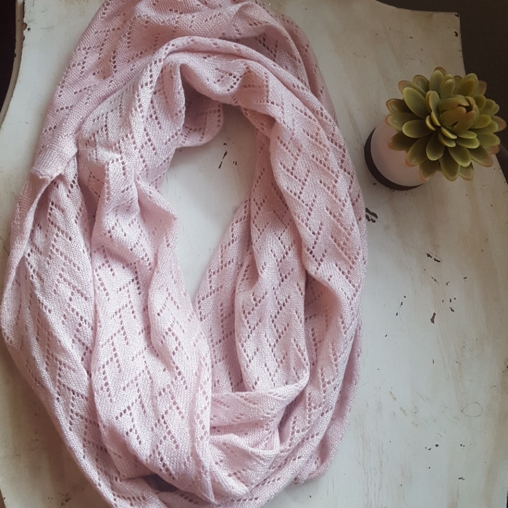 Light pink shimmer infinity scarf